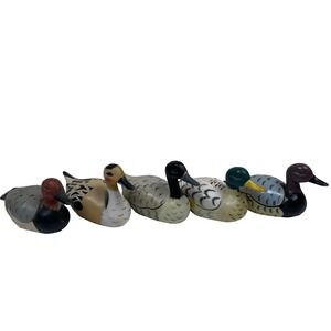 Set of 5 Vintage Decorative Hand Painted Decoy Ducks Figurines Made in Hong Kong